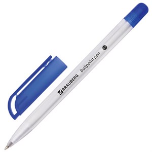 Ручка шариковая масляная BRAUBERG "Olive Pen", СИНЯЯ, корпус прозрачный, 0,7 мм, линия 0,35 мм, 141476 - фото 2578032