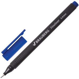 Ручка капиллярная (линер) BRAUBERG "Carbon", СИНЯЯ, металлический наконечник, трехгранная, линия письма 0,4 мм, 141522 - фото 2578086