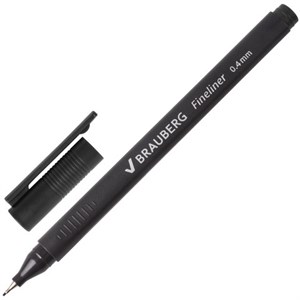 Ручка капиллярная (линер) BRAUBERG "Carbon", ЧЕРНАЯ, металлический наконечник, трехгранная, линия письма 0,4 мм, 141523 - фото 2578098