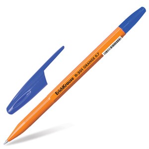 Ручка шариковая ERICH KRAUSE "R-301 Orange", СИНЯЯ, корпус оранжевый, узел 0,7 мм, линия письма 0,35 мм, 43194 - фото 2578129