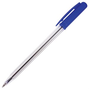 Ручка шариковая автоматическая STAFF "Basic" BPR-243, СИНЯЯ, корпус прозрачный, узел 0,8 мм, линия письма 0,4 мм, 141673 - фото 2578540