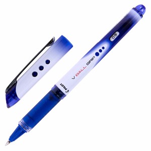 Ручка-роллер с грипом PILOT "V-Ball Grip", СИНЯЯ, корпус с печатью, узел 0,5 мм, линия письма 0,3 мм, BLN-VBG-5 - фото 2578667