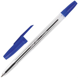 Ручка шариковая ОФИСМАГ "Line", СИНЯЯ, корпус прозрачный, узел 1 мм, линия письма 0,5 мм, 141878 - фото 2578814