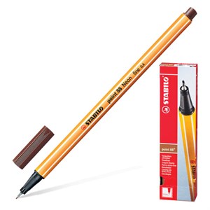 Ручка капиллярная (линер) STABILO "Point 88", КОРИЧНЕВАЯ, корпус оранжевый, линия письма 0,4 мм, 88/45 - фото 2579001