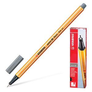 Ручка капиллярная (линер) STABILO "Point 88", ТЕМНО-СЕРАЯ, корпус оранжевый, линия письма 0,4 мм, 88/96 - фото 2579057