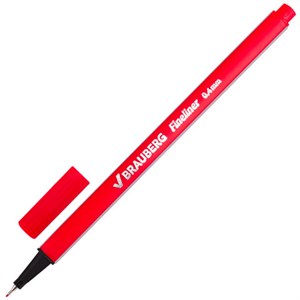 Ручка капиллярная (линер) BRAUBERG "Aero", КРАСНАЯ, трехгранная, металлический наконечник, линия письма 0,4 мм, 142254 - фото 2579261