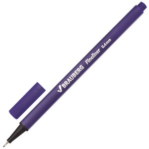 Ручка капиллярная (линер) BRAUBERG "Aero", ФИОЛЕТОВАЯ, трехгранная, металлический наконечник, линия письма 0,4 мм, 142255 - фото 2579263