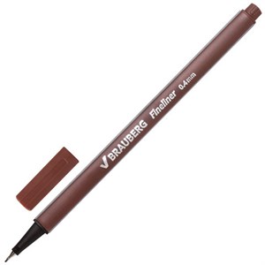 Ручка капиллярная (линер) BRAUBERG "Aero", КОРИЧНЕВАЯ, трехгранная, металлический наконечник, линия письма 0,4 мм, 142257 - фото 2579273