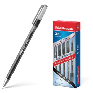 Ручка гелевая ERICH KRAUSE "G-Ice", ЧЕРНАЯ, корпус прозрачный, игольчатый узел 0,5 мм, линия письма 0,4 мм, 39004 - фото 2579335