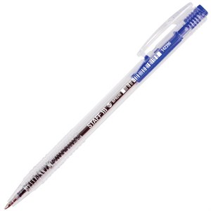 Ручка шариковая автоматическая STAFF "Basic" BPR-245, СИНЯЯ, корпус прозрачный, 0,7 мм, линия письма 0,35 мм, 142396 - фото 2579555