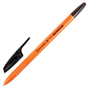 Ручка шариковая BRAUBERG "X-333 Orange", ЧЕРНАЯ, корпус оранжевый, узел 0,7 мм, линия письма 0,35 мм, 142410 - фото 2579633