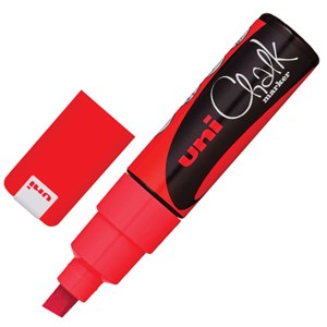 Маркер меловой UNI "Chalk", 8 мм, КРАСНЫЙ, влагостираемый, для гладких поверхностей, PWE-8K RED - фото 2579928