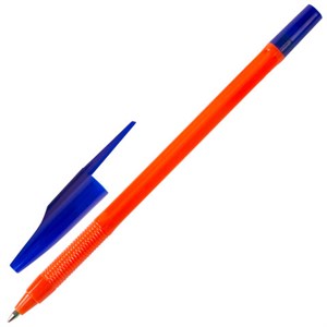 Ручка шариковая масляная STAFF "Basic OBP-679", СИНЯЯ, корпус оранжевый, узел 1 мм, линия письма 0,7 мм, 142679 - фото 2580065