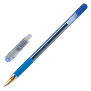 Ручка шариковая масляная с грипом MUNHWA "MC Gold", СИНЯЯ, корпус тонированный синий, узел 0,7 мм, линия письма 0,5 мм, BMC07-02 - фото 2580333