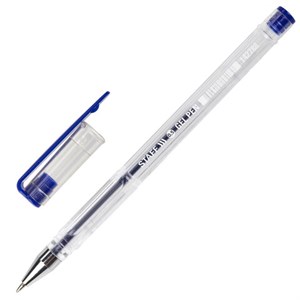 Ручка гелевая STAFF "Basic" GP-789, СИНЯЯ, корпус прозрачный, хромированные детали, узел 0,5 мм, 142788 - фото 2580335