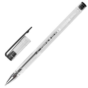 Ручка гелевая STAFF "Basic" GP-789, ЧЕРНАЯ, корпус прозрачный, хромированные детали, узел 0,5 мм, 142789 - фото 2580336