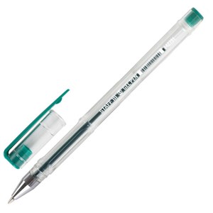 Ручка гелевая STAFF "Basic" GP-789, ЗЕЛЕНАЯ, корпус прозрачный, хромированные детали, узел 0,5 мм, линия письма 0,35 мм, 142791 - фото 2580341