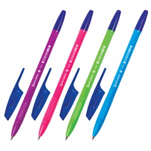 Ручка шариковая BRAUBERG "X-333" NEON SOLID, СИНЯЯ, корпус ассорти, узел 0,7 мм, линия письма 0,35 мм, 142831 - фото 2580527