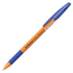 Ручка шариковая с грипом ERICH KRAUSE "R-301 Grip", СИНЯЯ, корпус оранжевый, узел 0,7 мм, линия письма 0,35 мм, 39531 - фото 2580541