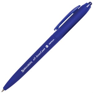 Ручка шариковая масляная автоматическая BRAUBERG "Sky Blue", СИНЯЯ, soft-touch, узел 0,7 мм, линия письма 0,35 мм, 142946 - фото 2580827