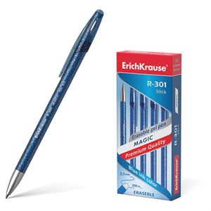 Ручка стираемая гелевая ERICH KRAUSE "R-301 Magic Gel", СИНЯЯ, корпус синий, узел 0,5 мм, линия письма 0,4 мм, 45211 - фото 2581518