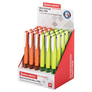 Ручка многоцветная шариковая автоматическая BRAUBERG "MULTICOLOR", 4 ЦВЕТА, корпус ассорти, линия 0,35 мм, 143458 - фото 2582043