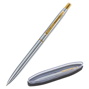 Ручка подарочная шариковая BRAUBERG Brioso, СИНЯЯ, корпус серебристый с золотистыми деталями, линия письма 0,5 мм, 143463 - фото 2582058