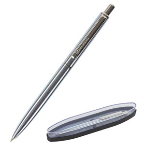Ручка подарочная шариковая BRAUBERG Larghetto, СИНЯЯ, корпус серебристый с хромированными деталями, линия письма 0,5 мм, 143474 - фото 2582147