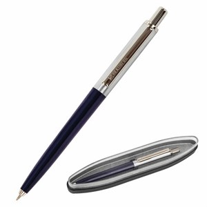 Ручка подарочная шариковая BRAUBERG "Soprano", СИНЯЯ, корпус серебристый с синим, линия письма 0,5 мм, 143484 - фото 2582180