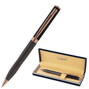 Ручка подарочная шариковая GALANT "FACTURA", корпус черный/оружейный металл, детали розовое золото, узел 0,7 мм, синяя, 143513 - фото 2582380