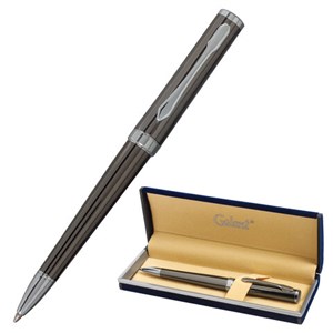 Ручка подарочная шариковая GALANT "PASTOSO", корпус оружейный металл, детали хром, узел 0,7 мм, синяя, 143516 - фото 2582391