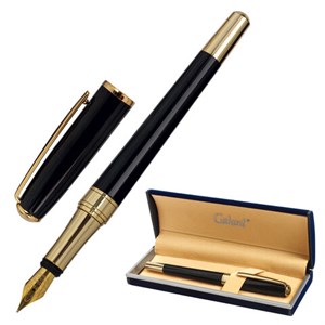 Ручка подарочная перьевая GALANT "LUDUS", корпус черный, детали золотистые, узел 0,8 мм, 143529 - фото 2582477