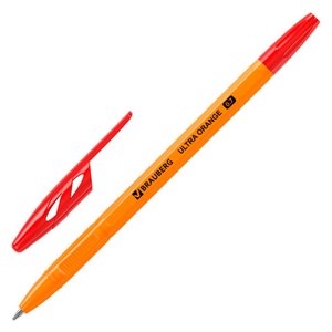 Ручка шариковая BRAUBERG "ULTRA ORANGE", КРАСНАЯ, узел 0,7 мм, чернила ГЕРМАНИЯ, наконечник ШВЕЙЦАРИЯ, 143564 - фото 2582488