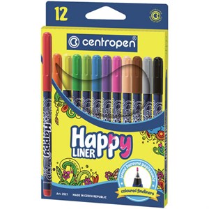 Ручки капиллярные (линеры) 12 ЦВЕТОВ CENTROPEN "Happy Liner", линия письма 0,3 мм, 2521/12, 2 2521 1202 - фото 2583104