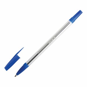 Ручка шариковая STAFF "BP-03", СИНЯЯ, корпус прозрачный, узел 1 мм, линия письма 0,5 мм, 143742 - фото 2583594