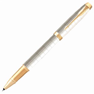 Ручка-роллер PARKER "IM Premium Pearl GT", корпус жемчужный лак, позолоченные детали, черная, 2143646 - фото 2584381