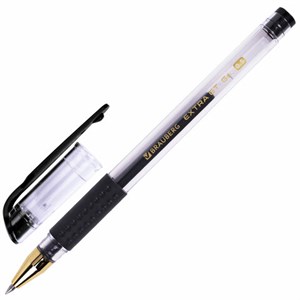 Ручка гелевая с грипом BRAUBERG "EXTRA GT GLD", ЧЕРНАЯ, стандартный узел 0,5 мм, линия 0,35 мм, 143919 - фото 2584715