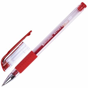 Ручка гелевая с грипом BRAUBERG "EXTRA GT", КРАСНАЯ, стандартный узел 0,5 мм, линия 0,35 мм, 143920 - фото 2584719