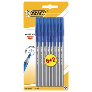 Ручки шариковые с грипом BIC "Round Stic Exact", НАБОР 6+2 шт., СИНИЕ, линия письма 0,28 мм, блистер, 932862 - фото 2584998