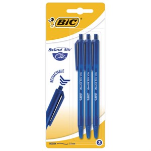 Ручки шариковые автоматические BIC "Round Stic Clic", НАБОР 3 шт., СИНИЕ, линия письма 0,32 мм, блистер, 926374 - фото 2585018