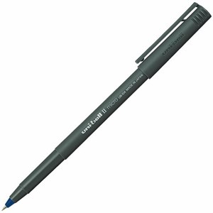 Ручка-роллер Uni-Ball II Micro, СИНЯЯ, корпус черный, узел 0,5 мм, линия 0,24 мм, UB-104 Blue - фото 2585159