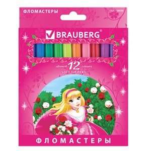 Фломастеры BRAUBERG "Rose Angel", 12 цветов, вентилируемый колпачок, картонная упаковка, увеличенный срок службы, 150556 - фото 2585835