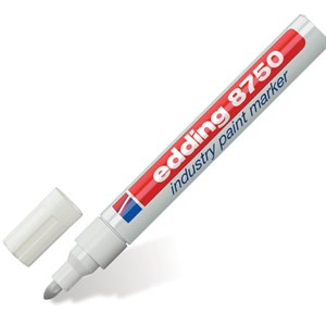 Маркер-краска лаковый (paint marker) EDDING "8750", БЕЛЫЙ, 2-4 мм, круглый наконечник, алюминиевый корпус, E-8750/49 - фото 2586013