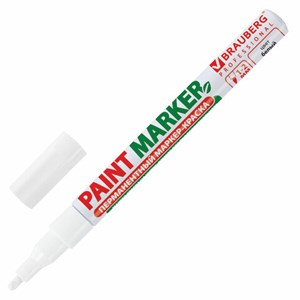 Маркер-краска лаковый (paint marker) 2 мм, БЕЛЫЙ, БЕЗ КСИЛОЛА (без запаха), алюминий, BRAUBERG PROFESSIONAL, 150869 - фото 2586721