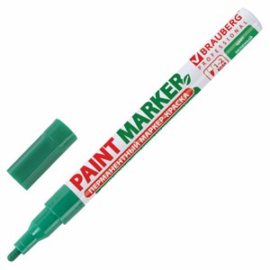 Маркер-краска лаковый (paint marker) 2 мм, ЗЕЛЕНЫЙ, БЕЗ КСИЛОЛА (без запаха), алюминий, BRAUBERG PROFESSIONAL, 150870 - фото 2586728