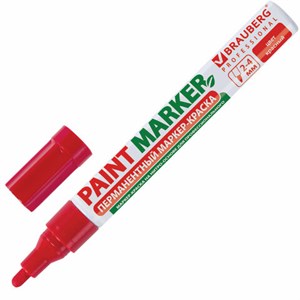 Маркер-краска лаковый (paint marker) 4 мм, КРАСНЫЙ, БЕЗ КСИЛОЛА (без запаха), алюминий, BRAUBERG PROFESSIONAL, 150874 - фото 2586769