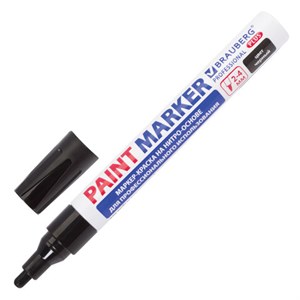 Маркер-краска лаковый (paint marker) 4 мм, ЧЕРНЫЙ, НИТРО-ОСНОВА, алюминиевый корпус, BRAUBERG PROFESSIONAL PLUS, 151445 - фото 2588052