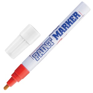 Маркер-краска лаковый (paint marker) MUNHWA, 4 мм, КРАСНЫЙ, нитро-основа, алюминиевый корпус, PM-03 - фото 2588176