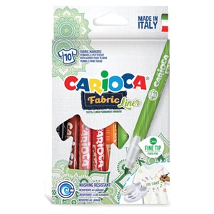 Маркеры для ткани CARIOCA (Италия) "Fabric", 10 цветов, круглый наконечник 2,6 мм, 42909 - фото 2591619
