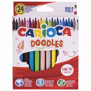 Фломастеры CARIOCA (Италия) "Doodles", 24 цвета, суперсмываемые, 42315 - фото 2591669
